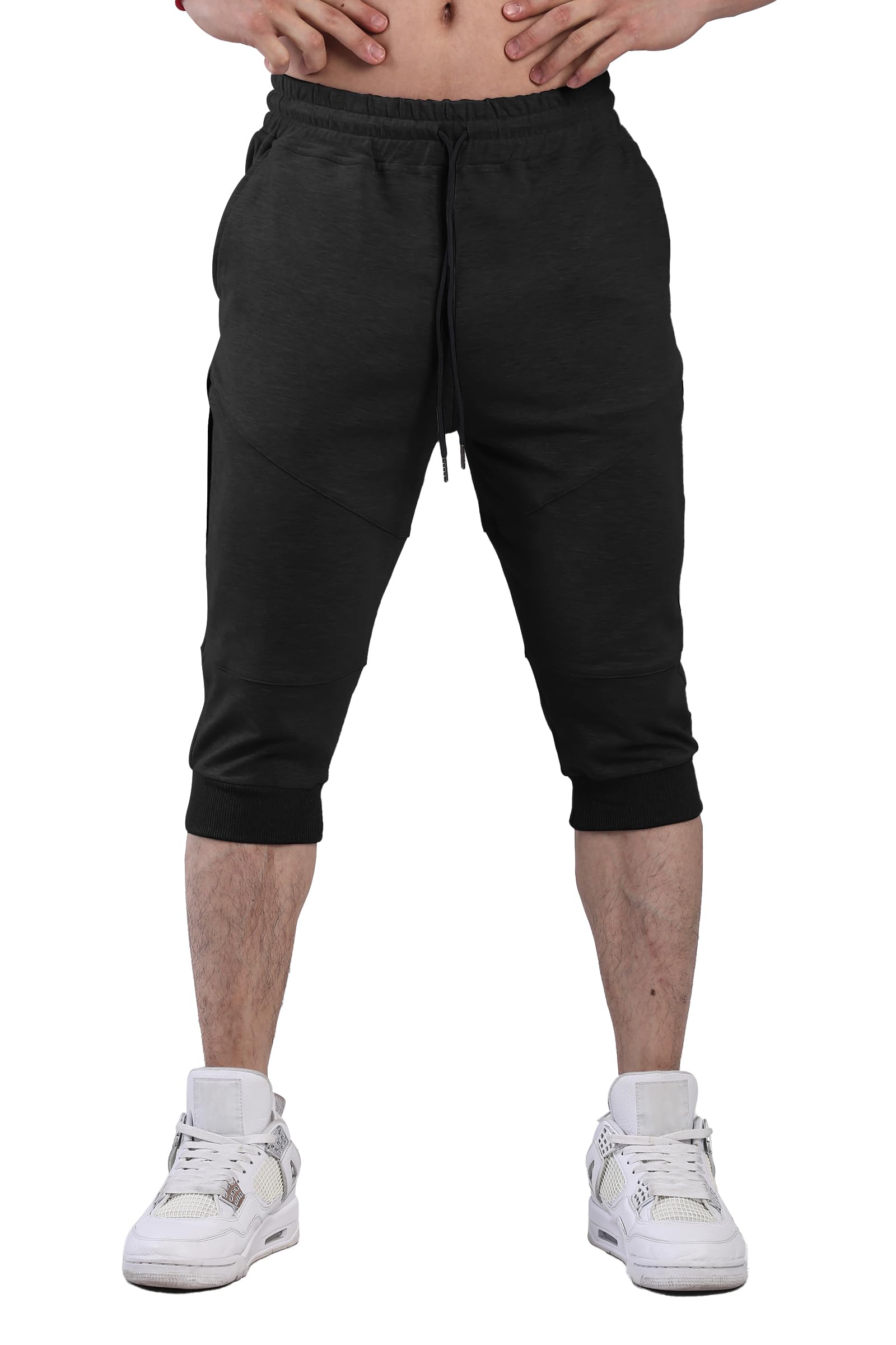 FIRSTGYM Casua Pantaloni da jogging da uomo a 3/4 affusolati per allenamento, palestra, pantaloni da jogging