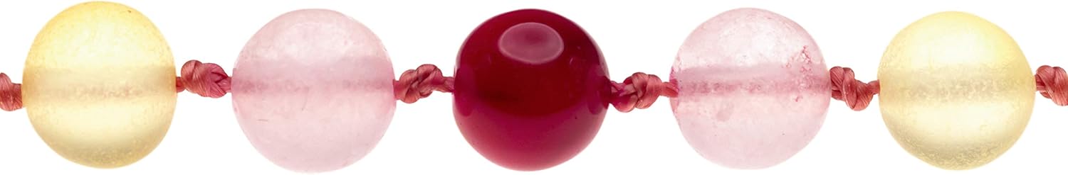 Genuine Amber Necklace and Bracelet from Baltic Sea Made with Unpolished Lemon Rose Quartz and Red Agate 34 cm (13.4 & 5.9 Inches) - Image 2