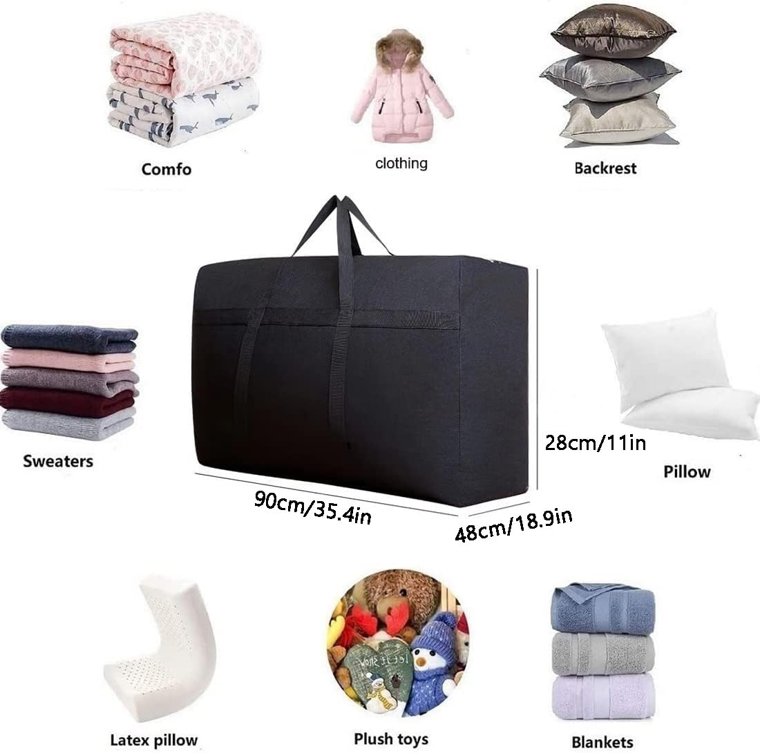 3 Pack 120L Large Storage Bags Clothes,House Moving Boxes Large,Strong Packing Boxes for Moving House, Black - Image 3