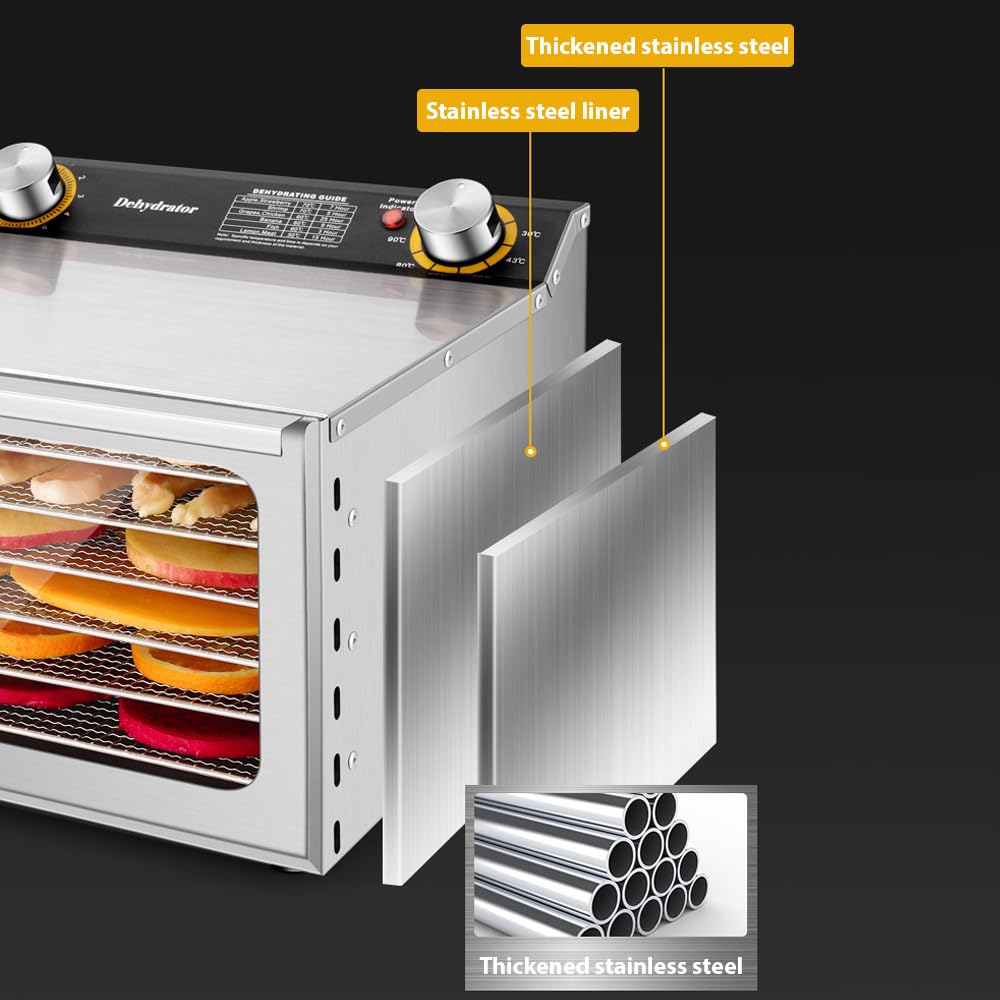 Essiccatori per alimenti e carne secca con timer 24 ore 8 griglie di essiccazione 400 W 30-90 ℃ Essiccatore per frutta e verdura Controllo della temperatura regolabile e finestra visibile per u