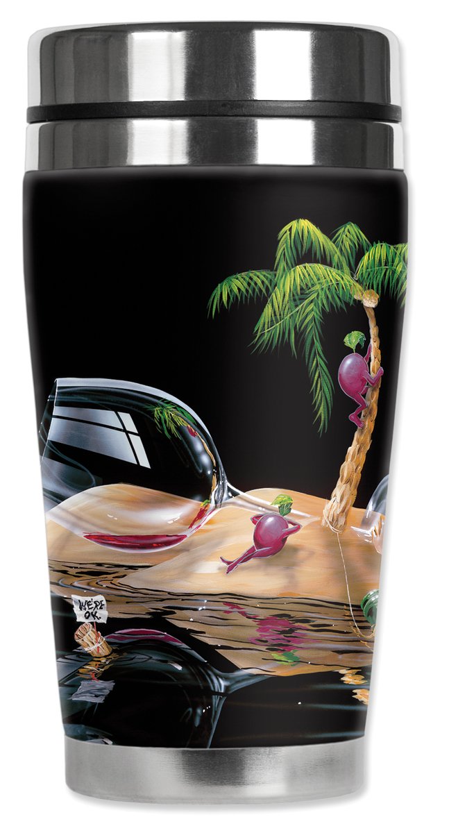 Mugzie brand 470ml Travel Mug with Insulated Wetsuit Cover - Michael Godard: Lost in Paradise