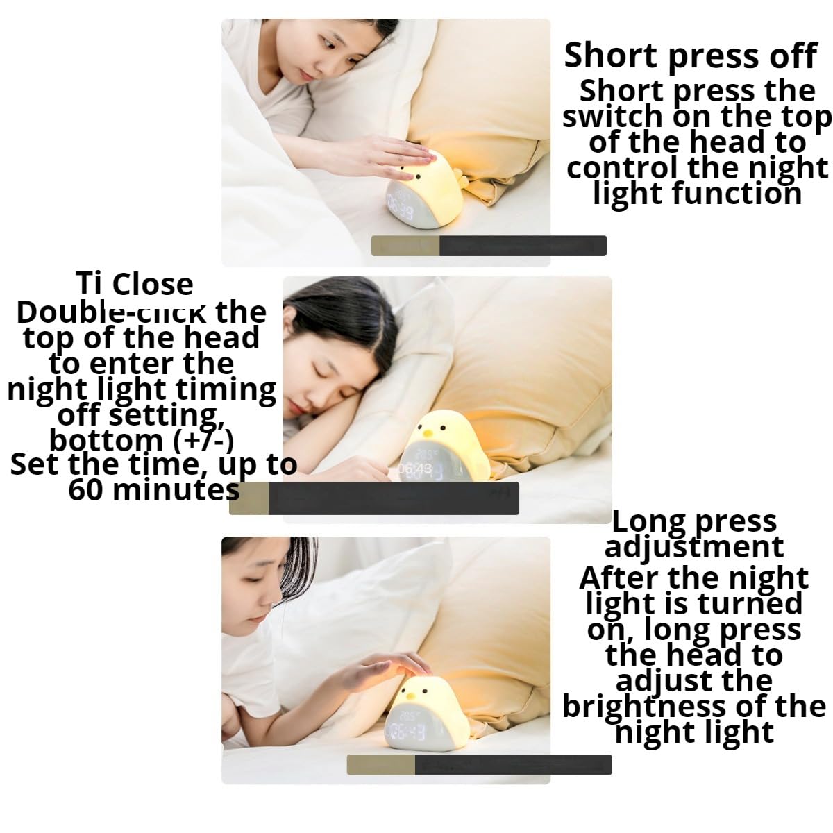 Reloj despertador para niños, reloj despertador para dormitorio de niños, reloj de mesita de noche, pantalla digital LED, despertador, regalo de cumpleaños para niños y niñas (blanco)
