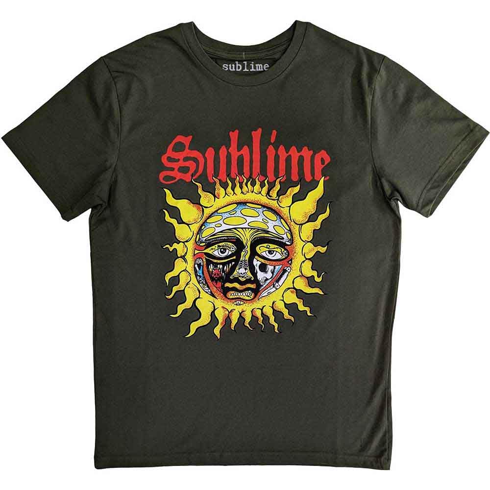 Sublime T Shirt Yellow Sun Band Logo Official Unisex Green M