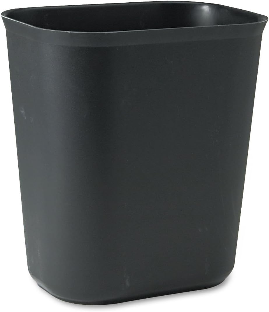 Rubbermaid Commercial 254100BK Fire-Resistant Wastebasket, Rectangular, Fiberglass, 3.5gal, Black