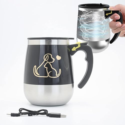Miniatura 8 de Taza recargable autoagitación – Taza magnética eléctrica de acero inoxidable de mezcla automática para oficina, cocina, viajes, hogar, café, té
