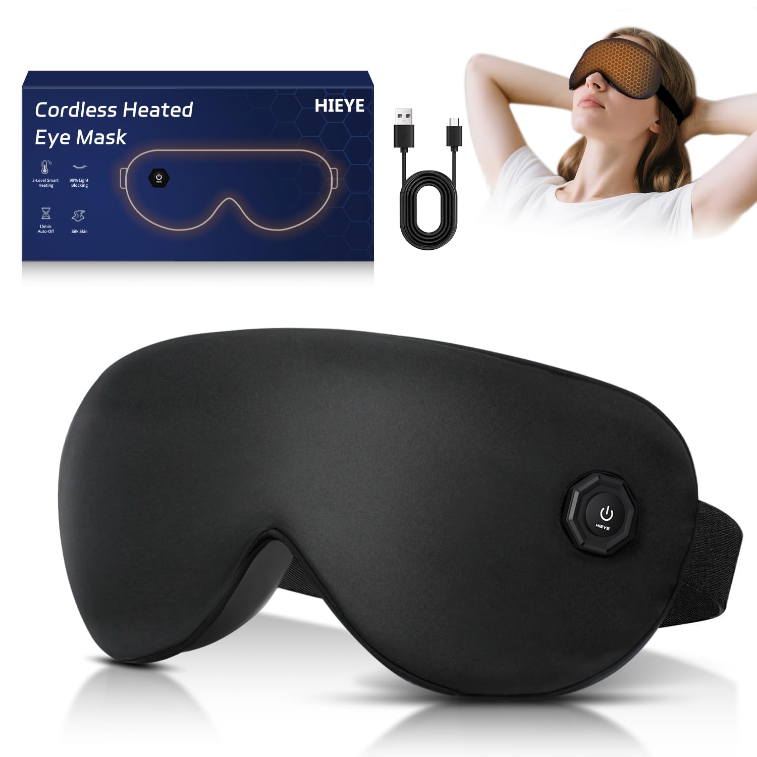 Acewin Cordless Heated Eye Mask USB Rechargeable