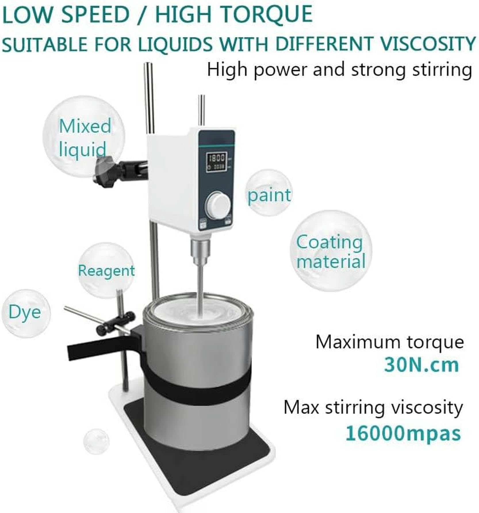Digitaler Labor-Überkopfrührer, Max. Rührvolumen: 10 L / 20 L, Mit Rührpaddel/Ständerbefestigung, Os-20L/1 Stück(20 L)
