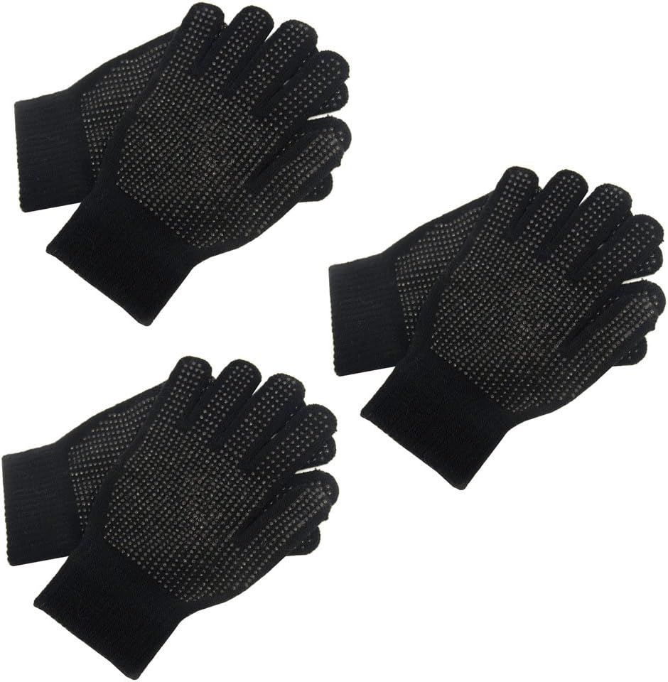 3 Pairs Adults Magic Stretch Driving Gloves With Grip Winter Warmer Accessory