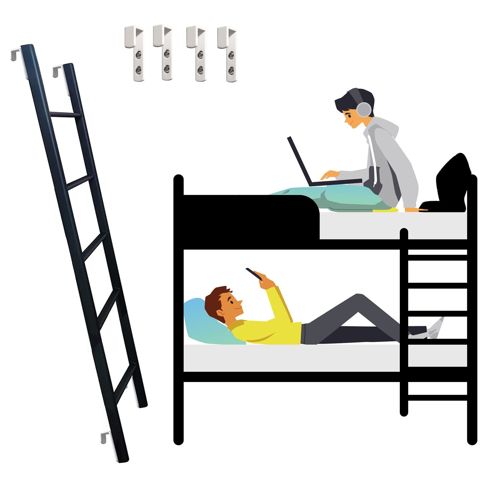 Escalera para litera en casa: estructura metálica ideal para camas dobles