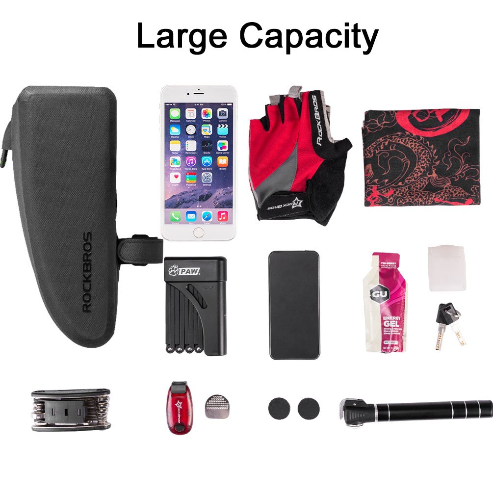 ROCKBROS Sacoche de Cadre Vélo, Support de Téléphone Vélo, Bicyclette Tactile Déperlante pour Smartphone sous 6,3 Pouces avec Housse de Pluie