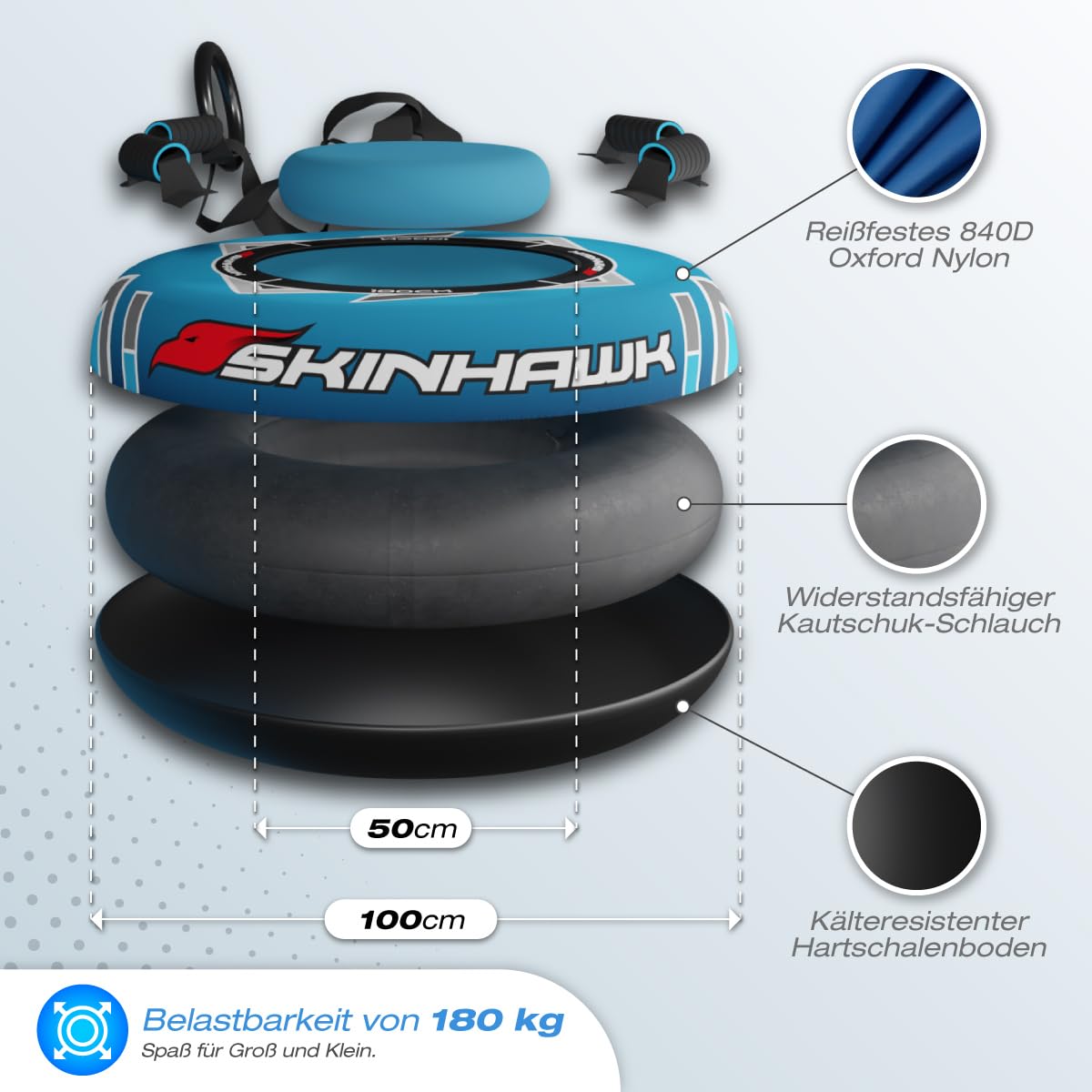 SKINHAWK Pneu de neige professionnel - Diamètre : 100 cm - Bleu