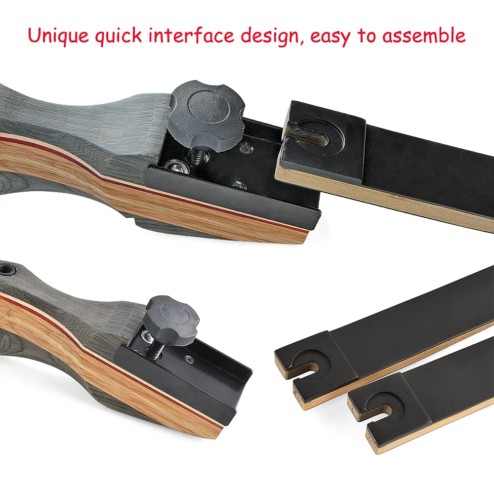 AMEYXGS 62" Arco ricurvo da tiro con l'arco Adulti e giovani Arco da caccia 30-50LBS Riser in legno con accessori per tiro con l'arco Mano destra (30lbs, Tipo 2)
