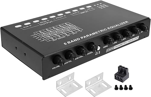 Miniatura 3 de pizarra Ecualizador de audio de coche de 5 bandas, amplificador de coche ajustable de 5 bandas ecualizador gráfico con interruptor de selección de