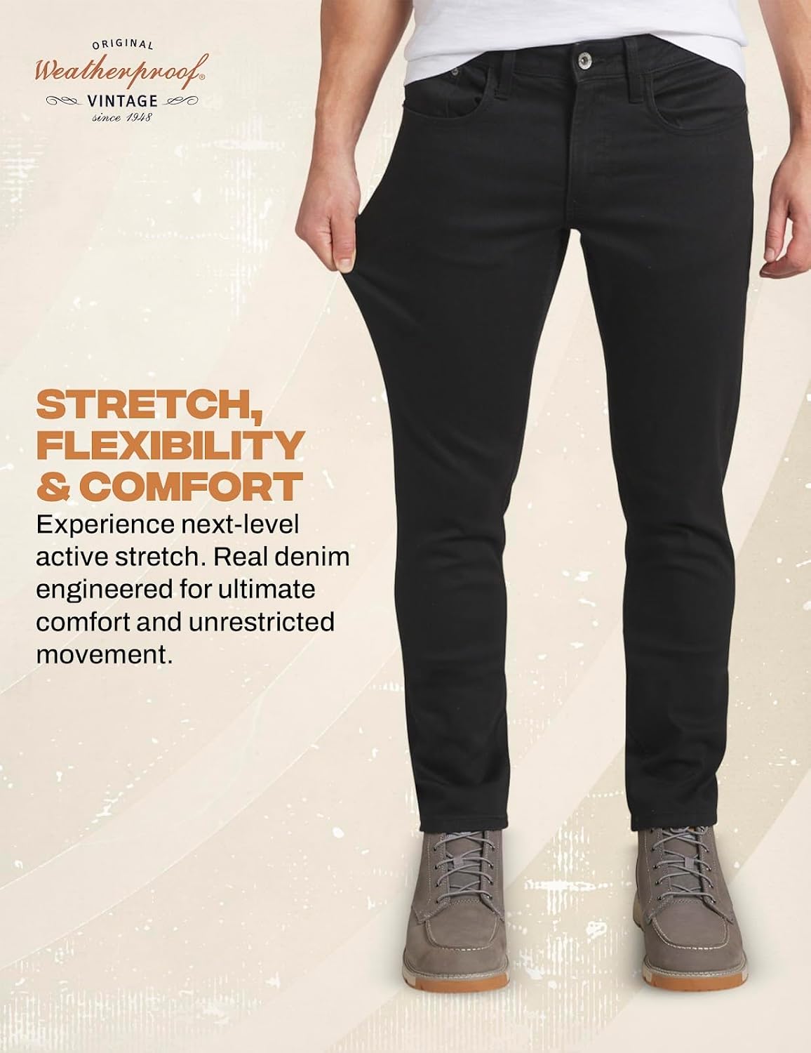 Weatherproof Vintage Mens Jeans Slim Fit - Super-Soft Stretch Denim Pants | Men's Straight Leg Jean with All-Way Stretch