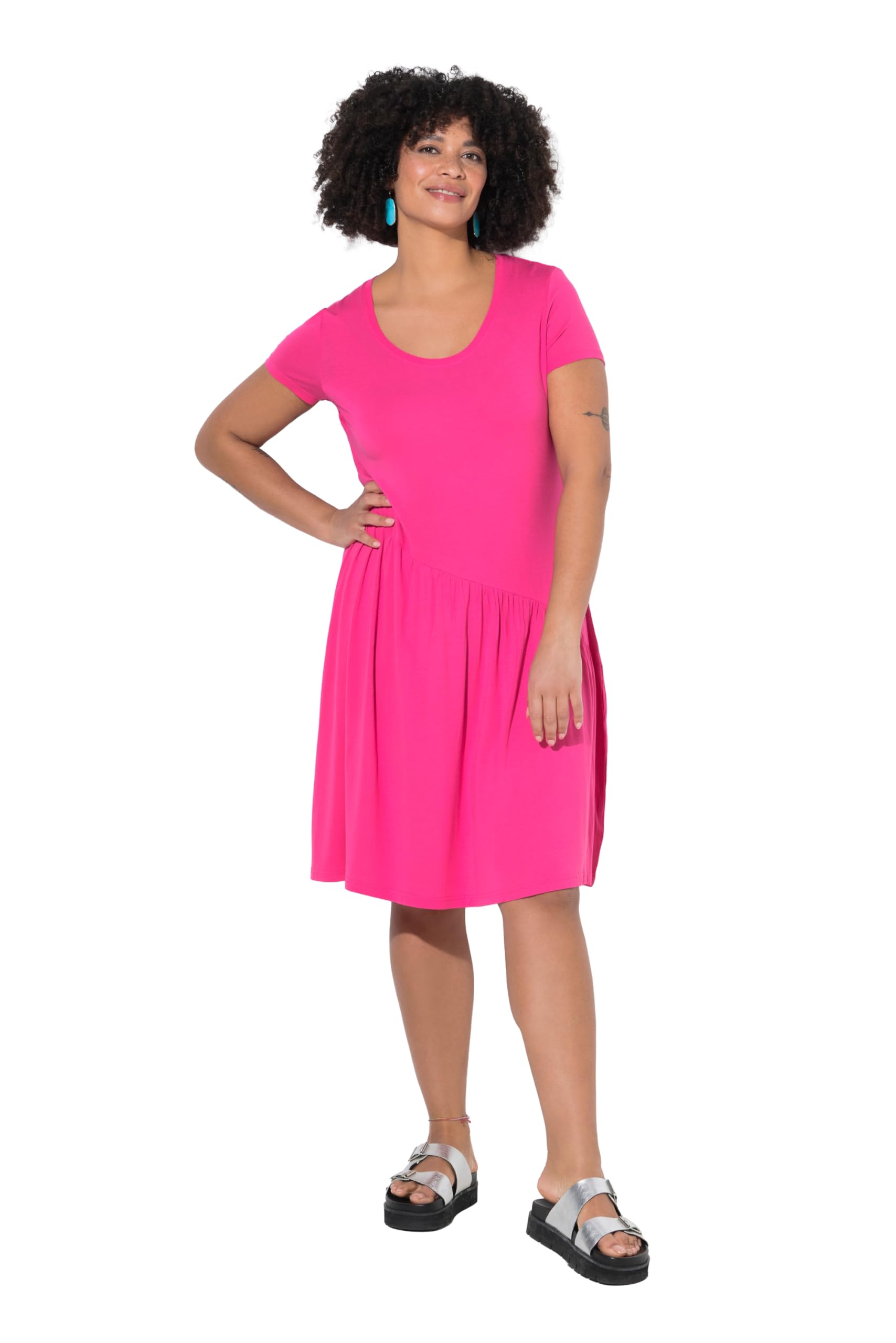 Angel of Style Damen große Größen Übergrößen Plus Size Jerseykleid, diagonale Taillennaht, Halbarm 850745