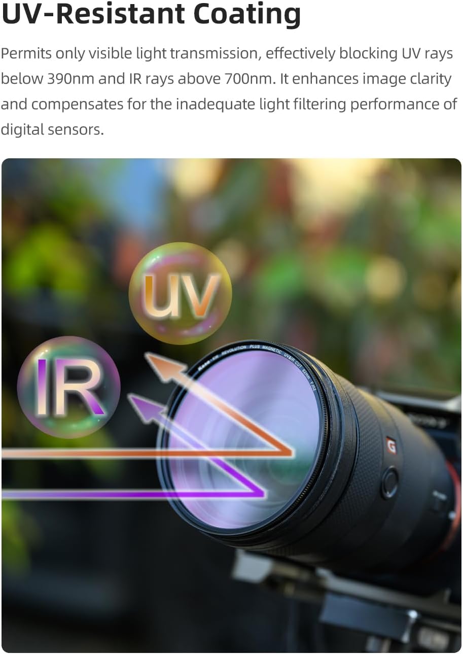 Kase KW Revolution Plus Magnetic Shockproof UV IR Cut Filter Low Reflection Optical Glass Incl Inlaid Adapter (77mm)