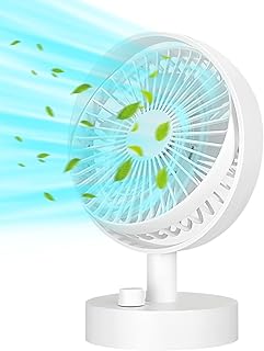 Desk Fan, Gegizun Portable USB Fan Small Desktop Fan with 10 Speeds Ultra Quiet Personal Fan Mini Table Fan Strong Airflow Portable Fan for Office, Room, Outdoor (White)