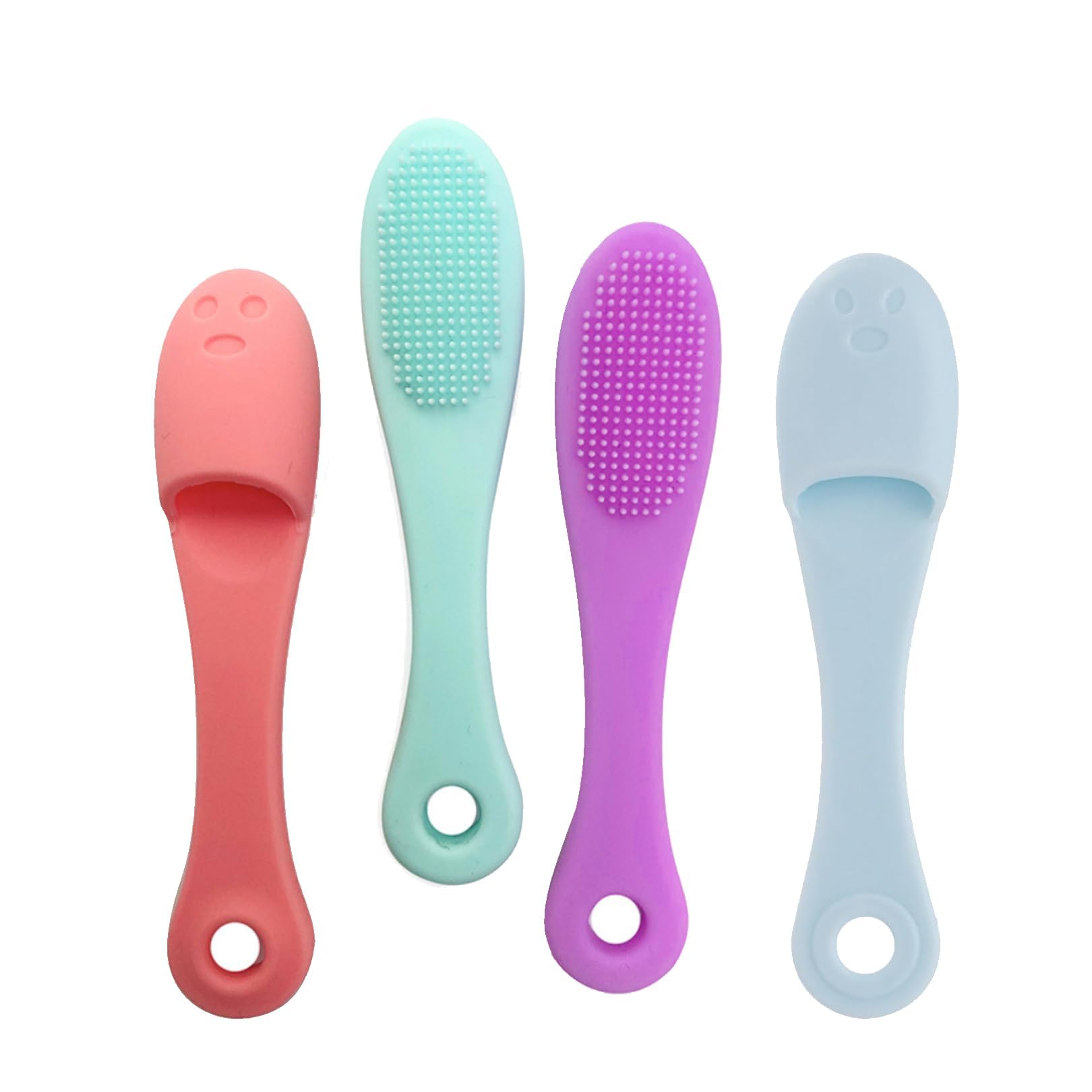 BRDTKUGV 4 Pcs Cat Toothbrush, Silicone Cat Chin Brush, Soft Pet Finger Toothbrush, for Pets Removing Loose Hair Chin Acne Blackhead Exfoliation or Massage(Pink, Green, Purple, Blue)