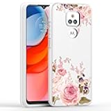 Yerebel Case for Moto G Play 2021, for Motorola GPlay Cute, Clear Flexible Bumper TPU Soft Rubber Silicone Cover Phone Case for Motorola Moto G Play 2021 (Rose Flower)