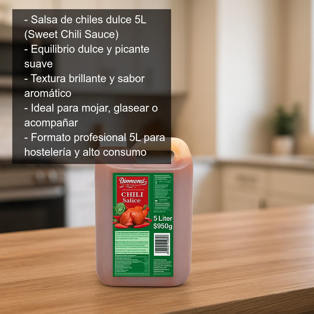 Salsa Sweet Chili Dulce 5L Formato Profesional para Hostelería Toque Asiático Dulce-Picante Suave para Dips Glaseados y Marinados