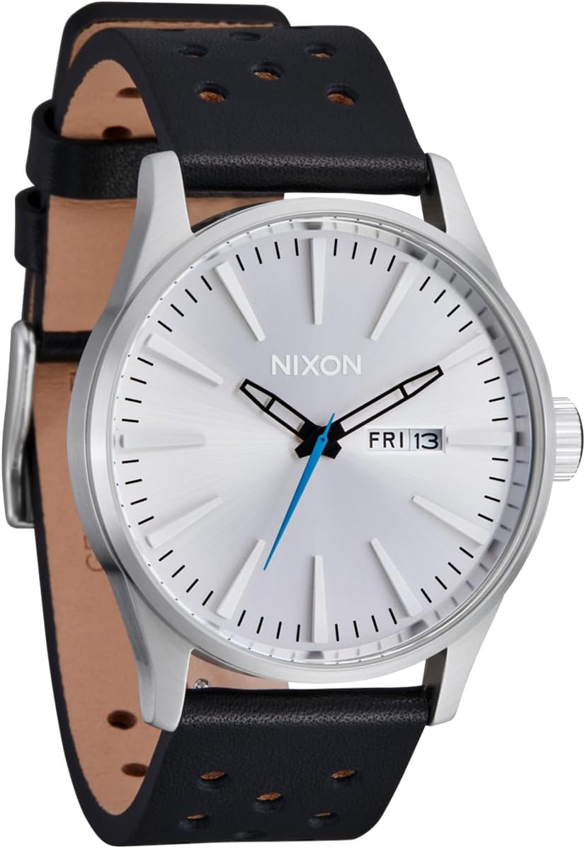 NIXON Sentry Leather A105-100m Water Resistant Men's Analog Classic Watch (42mm Watch Face, 23mm Leather Band)