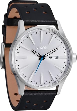 NIXON Sentry Leather A105-100m Water Resistant Mens Analog Classic Watch 42mm Watch Face, 23mm Leather Band