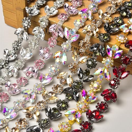 Bandes de chaîne à strass multicolore flexibles pour customisation mode - 6
