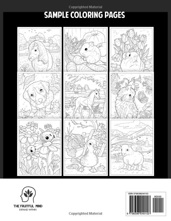 Miniatura 2 de Baby Farm Animals A Coloring Book for Adults and Kids Featuring a Barnyard Adventure with Adorable Calves, Piglets, Foals, and More!