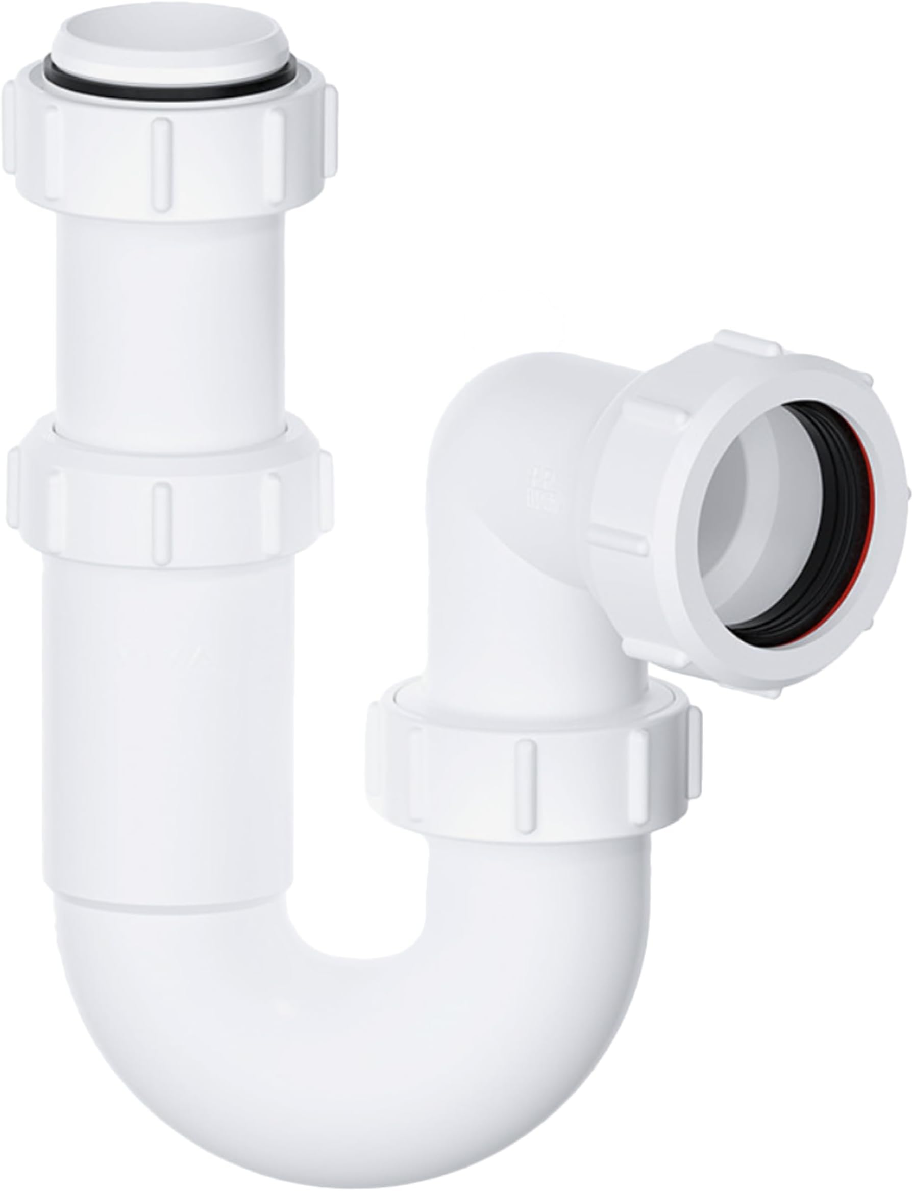 Adjustable Swivel P Trap with Anti-Slip Ring, Telescopic Sink Trap, 40mm (1.1/2") Multi-fit Sink Waste Kit, BS EN2574-1 Compliant Waste Pipe U Bend