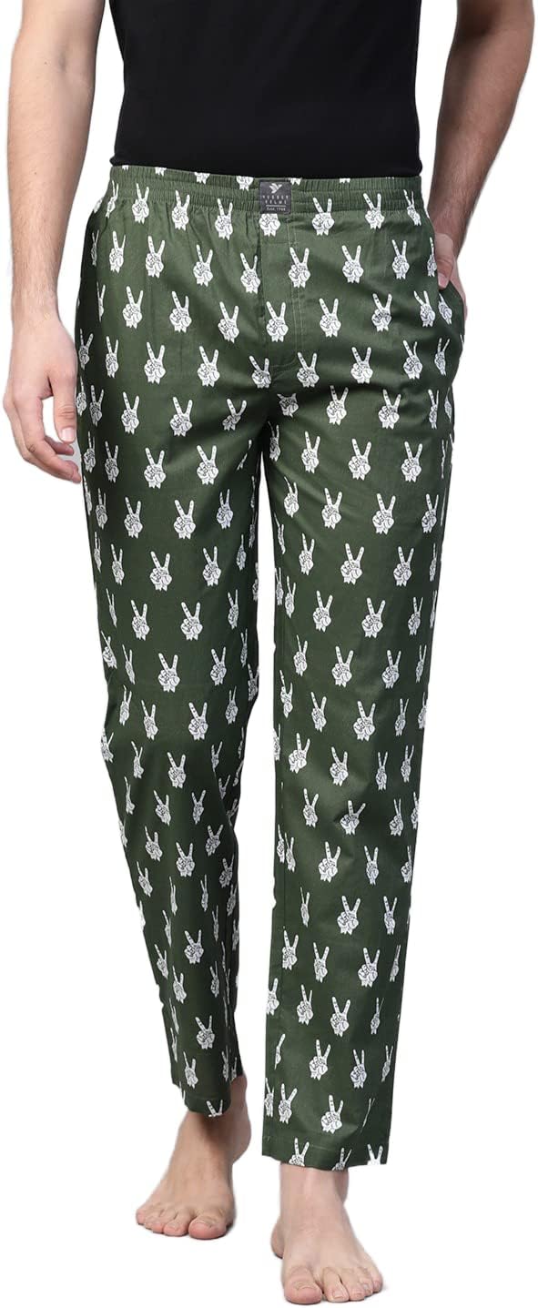 HubberholmeMen Cotton All Over Printed Pajama Lounge Pants - Relaxed Comfortable Loungewear Lower Payjama for Daily & Night Wear with Elastic Waistband