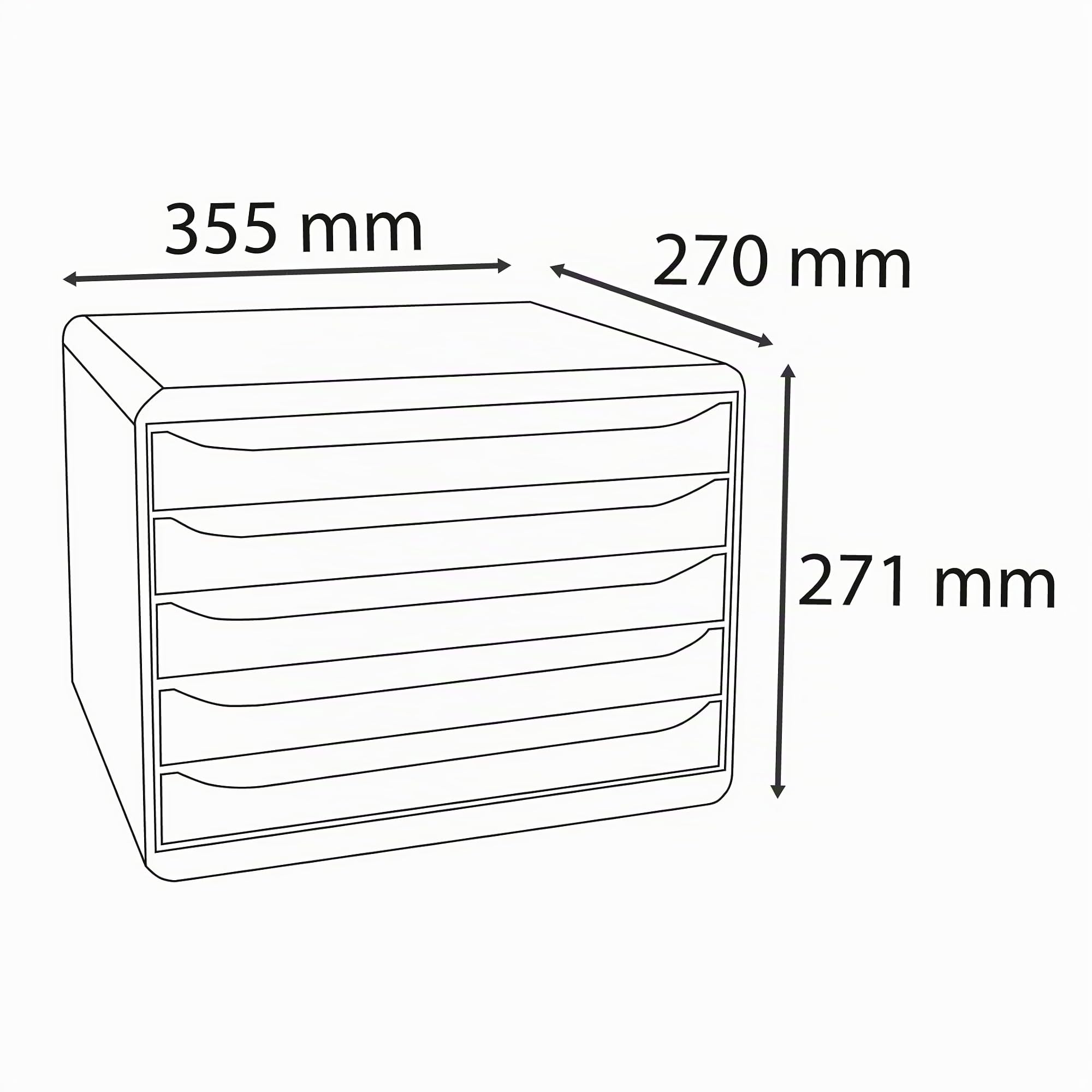 Exacompta 308714D Ablagebox Glossy Querformat mit 5 Schubladen für DIN A+ Dokumente. Belastbare Schubladenbox mit hoher Kapazität für mehr Platz Big Box Plus Horizon Blauer Engel schwarz – Bild 6