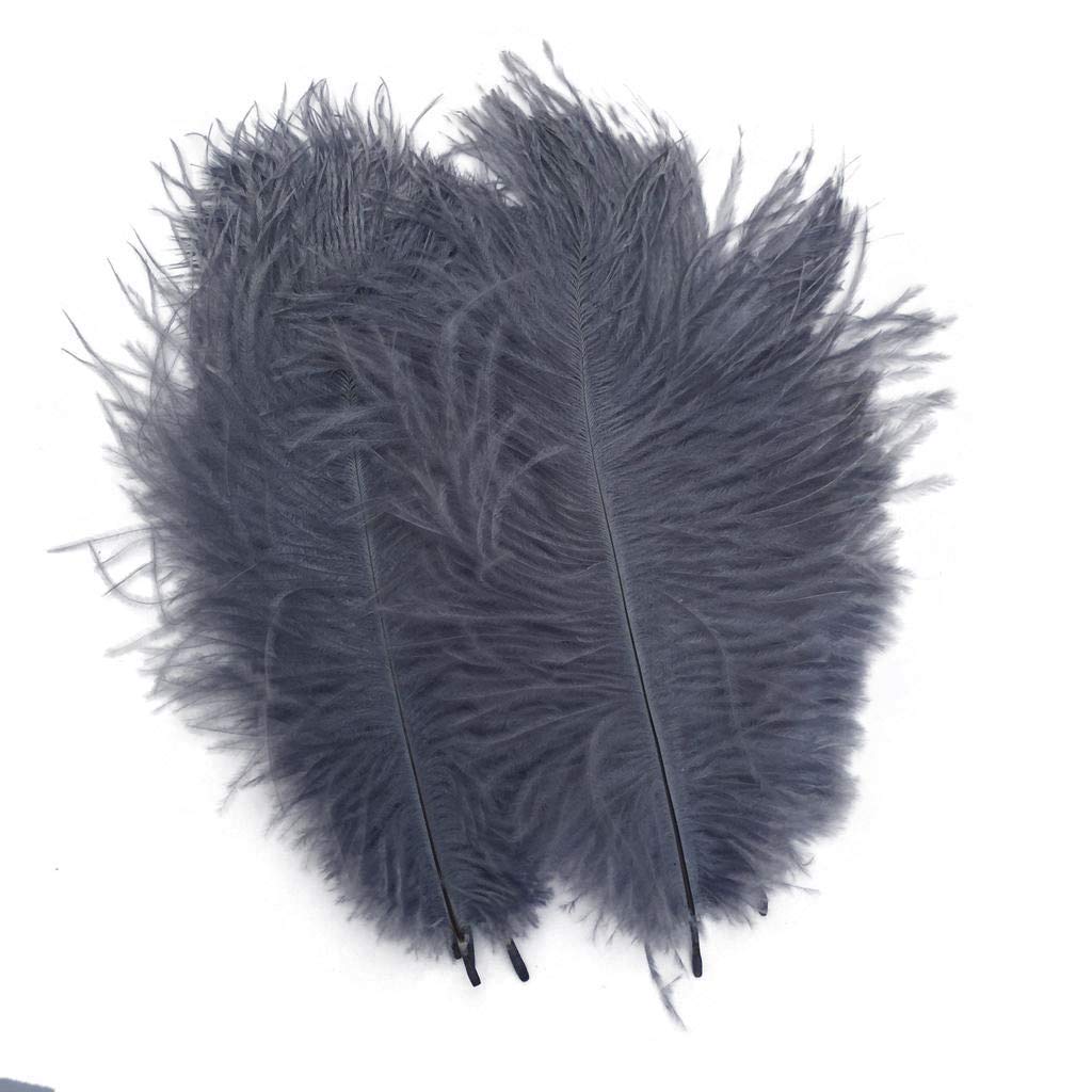 Shekyeon Gray 10-12inch 25-30cm Ostrich Feather Home Decoration DIY Craft Pack of 10 — image 1