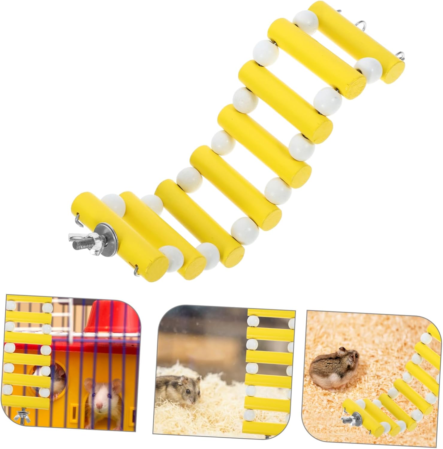 POPETPOP 5pcs Wooden Ladder Toy for Guinea Pig Hamster Rat Small Animal Cage Accessory Sturdy Safe Wooden Construction