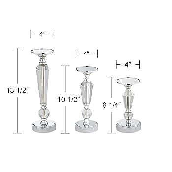 アクセサリー EDIFICE ACCENT glass holder (SILVER) Torre & Tagus Silver Hurricane Glass Candle Holder for 3