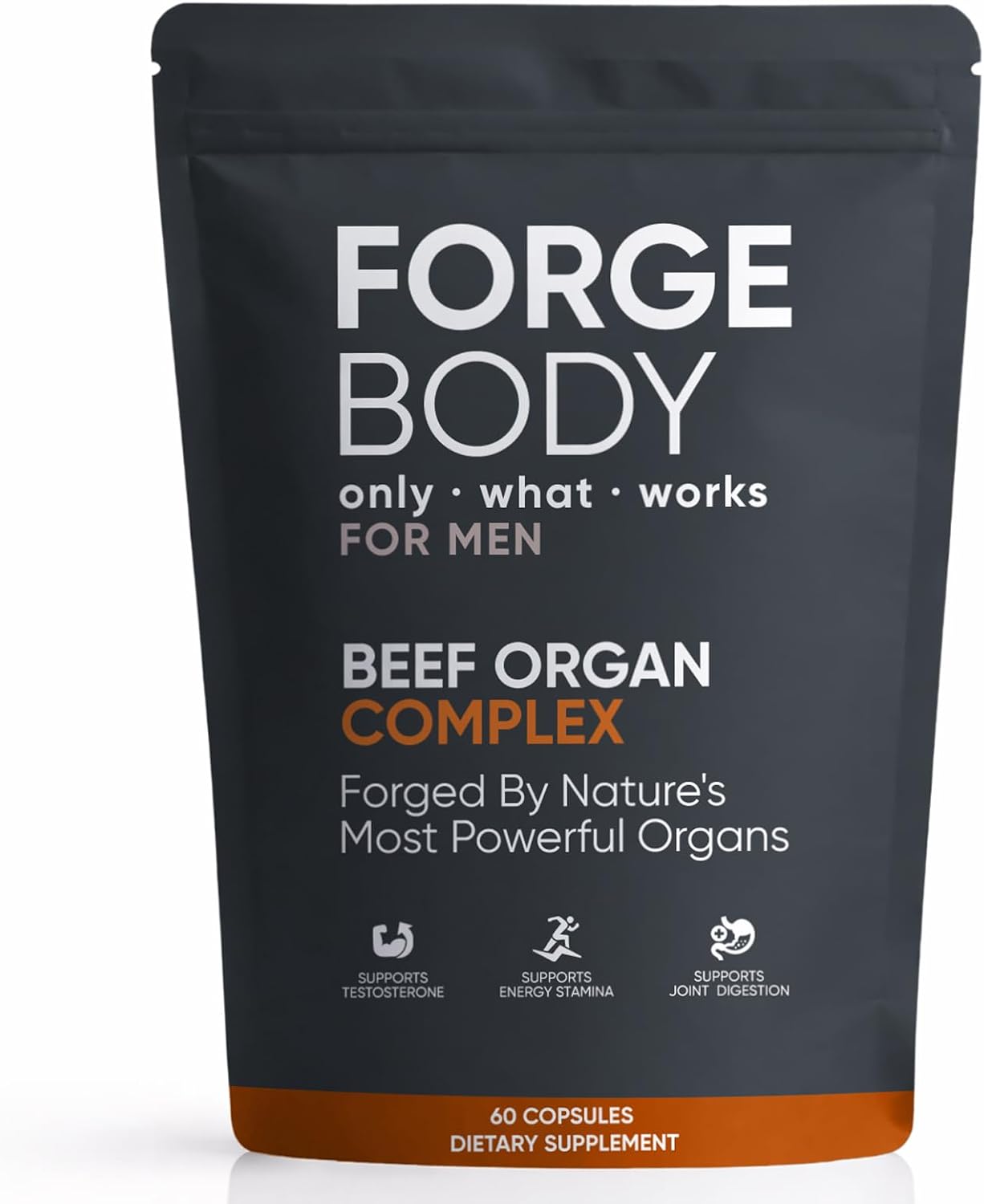 Forgebody Beef Organ Complex Capsules, Grass Fed & Pasture Raised – Total Body Wellness & Performance, Immune Support, Gluten-Free, Non-GMO, 60 Count (1)