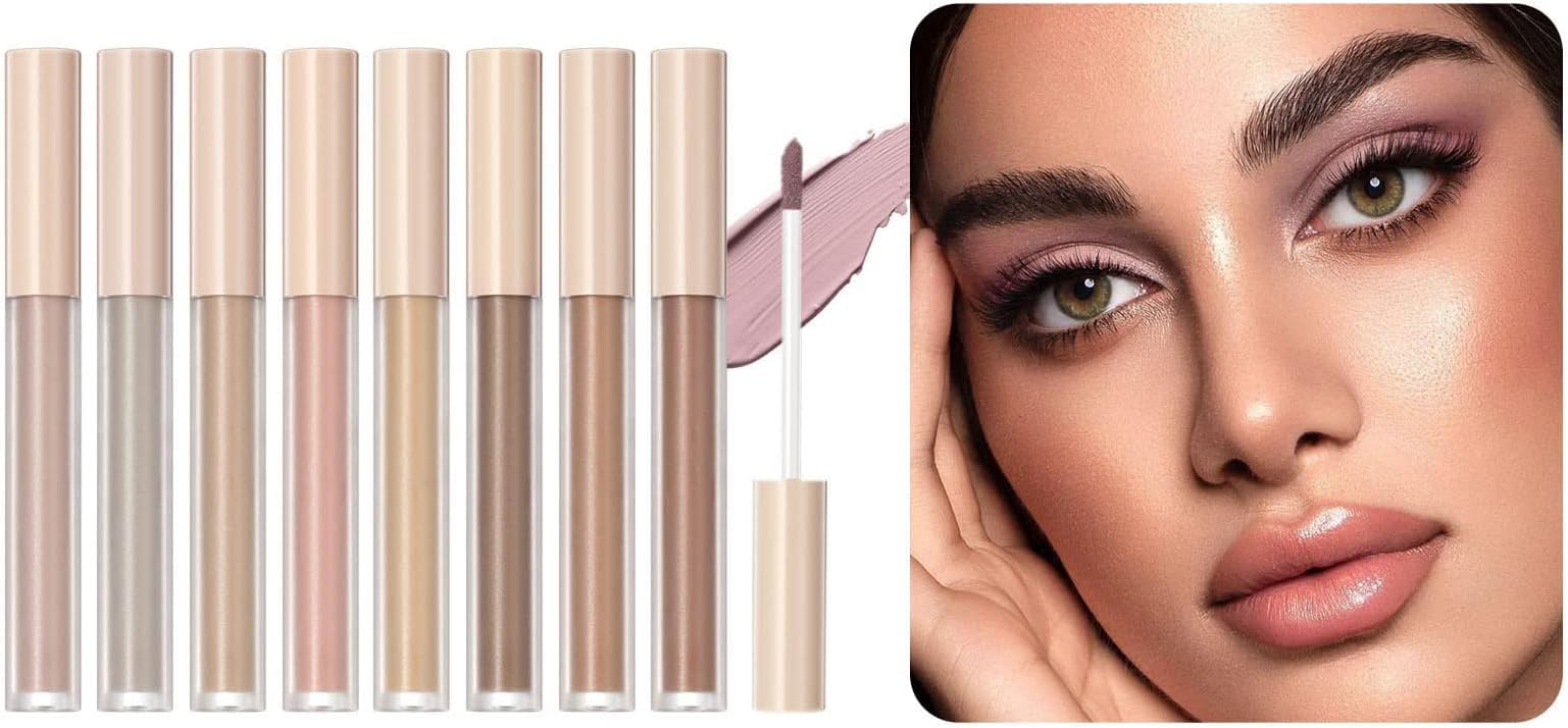 NALACAL8 Colors Matte Liquid Eyeshadow Set, Neutral Naked Eyeshadow, Smooth Lightweight High-pigmented Cream Brown Eye Shadow Stick Quick-Drying Waterproof Long Lasting Eye Makeup