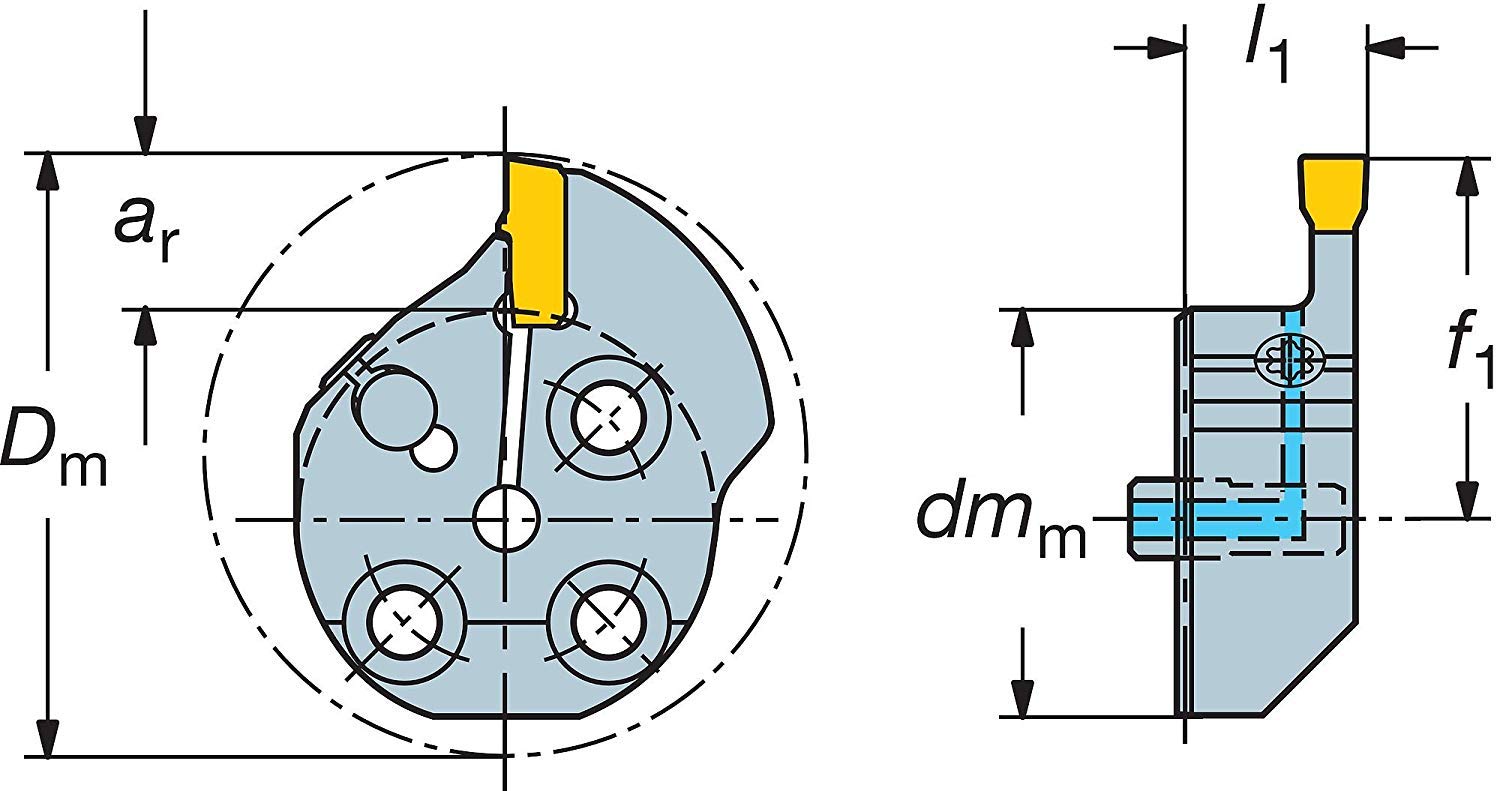 Sandvik Coromant 57032L123F12B054A Steel CoroCut 41641 Head for Face