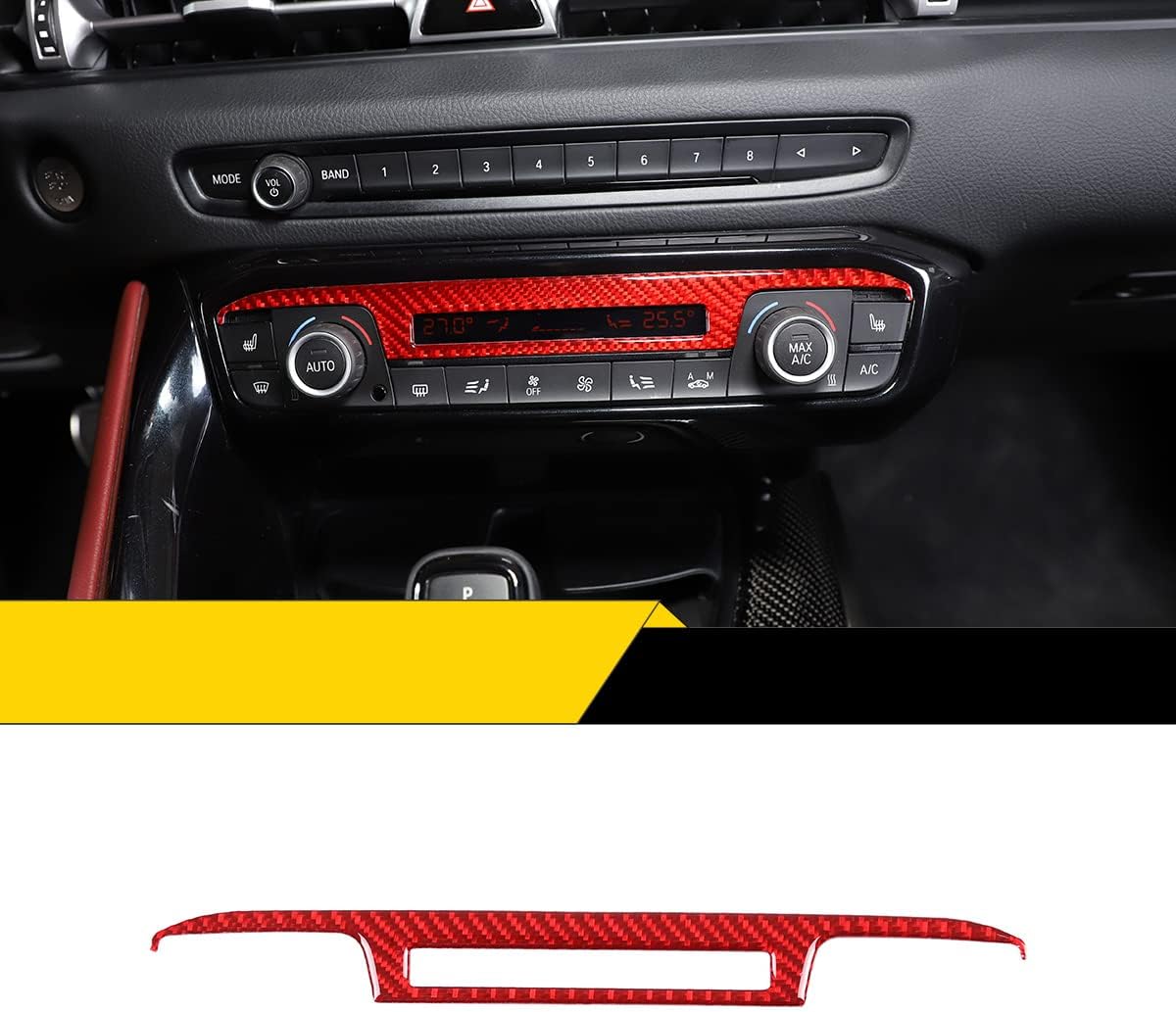 Real Carbon Fiber Interior Decoration Sticker for Toyota Supra GR A90 A91 MK5 2019-2022 Center Console Air Conditioning Display Panel (Carbon Fiber Black)