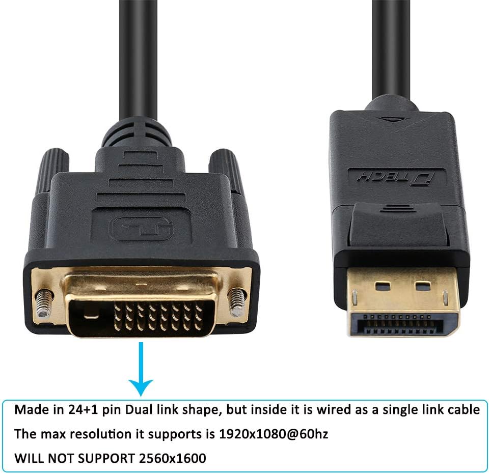 DisplayPort to DVI-D Single Link Cable 
