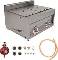 Vista 1 de Freidora de gas propano GLP, 2 quemadores, freidora comercial de gas profundo, calentador de alimentos de gas natural, acero inoxidable, 6L ×2
