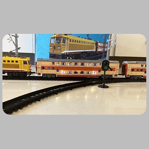 Miniatura 9 de SS7C - Juego de tren eléctrico de aleación de metal con vagones de pasajeros y pista larga, modelo de tren de vapor vintage con luces y efectos de