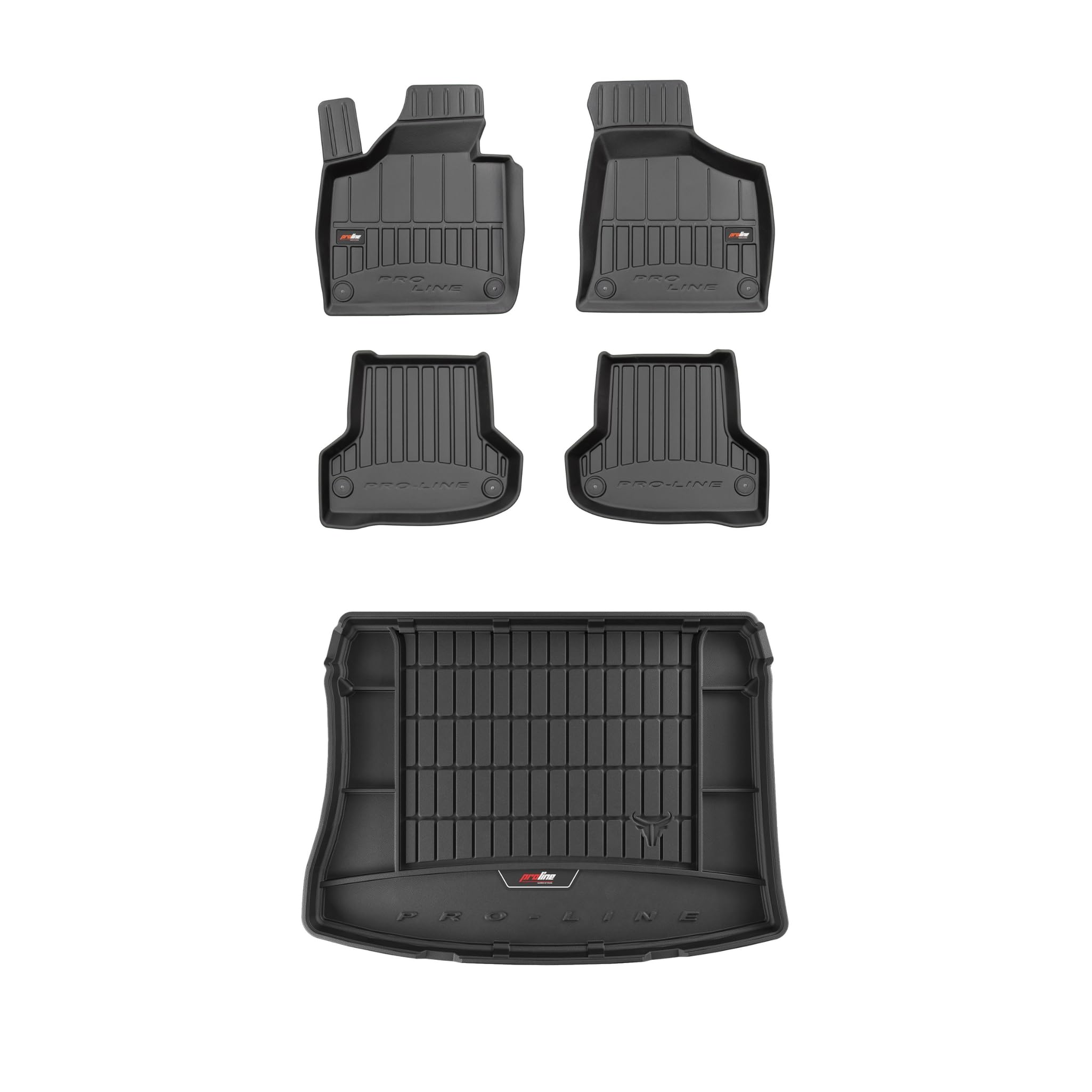 FROGUM ProLine 3D Un Juego de Alfombrillas de Goma para Coche y cubeta Maletero con Logo Alfombras para Audi A3 Sportback 8P 03-13| Los Bordes más Altos