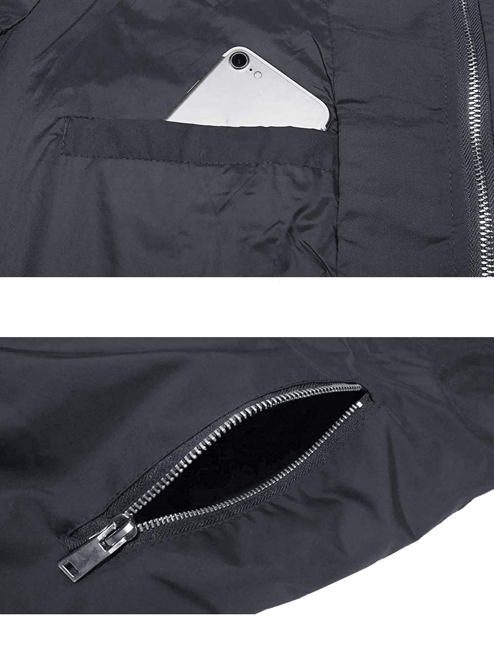 KEFITEVD - Giacca da baseball da uomo, stile casual, estiva, con tasche con cerniera