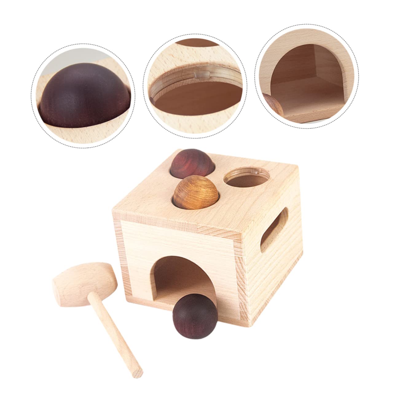 Hemobllo Giocattolo Educativo Knock Balls in Legno Liscio per Bambini 1-3 Anni, Set per Sviluppo Coordinazione Occhio-Mano e Abilità Sociali, Gioco Didattico Montessori per Casa