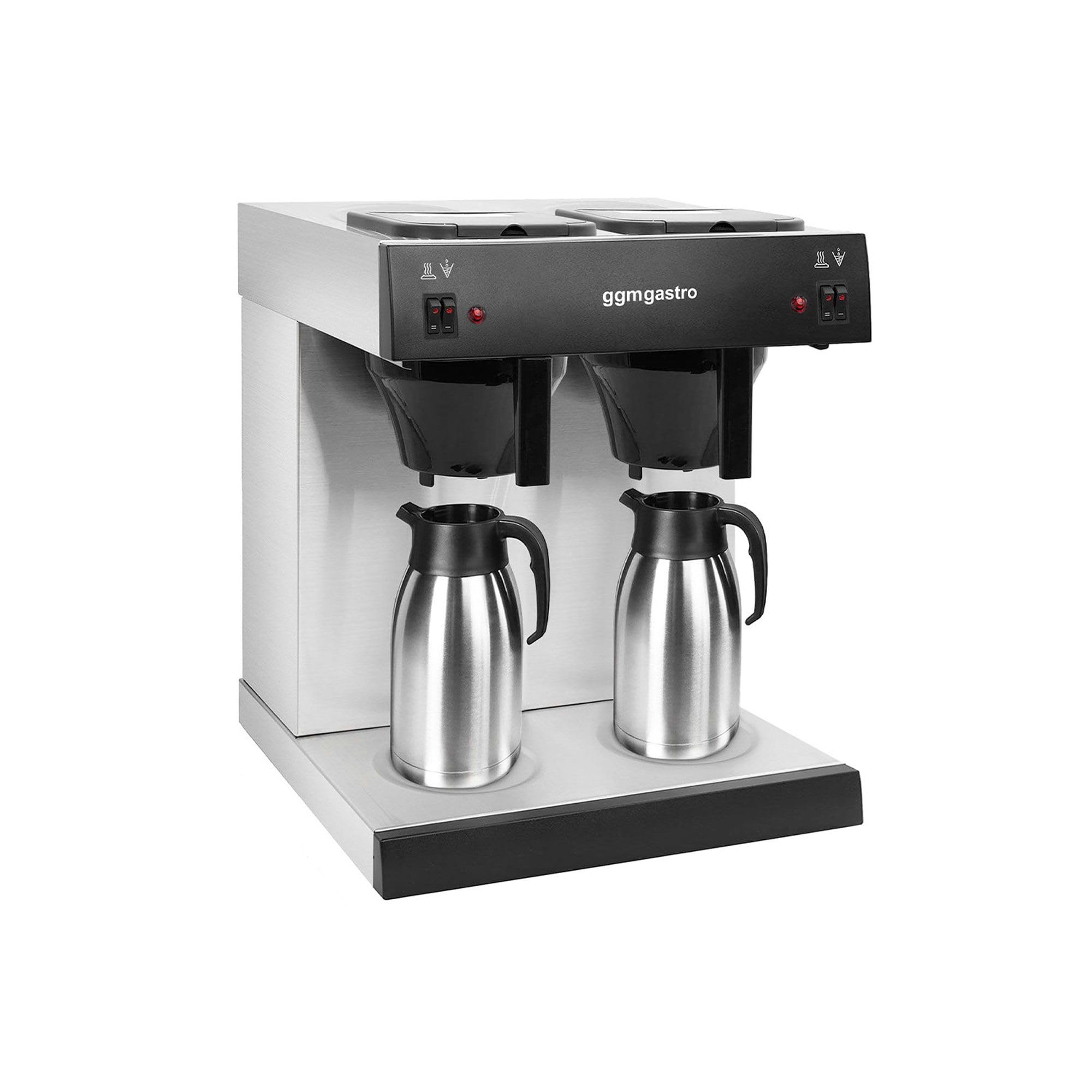 GGM Gastro Filterkaffeemaschine 2x2L 2,8 kW | Ideal für den Dauereinsatz, hochwertige Edelstahlverarbeitung, zeitsparende Reinigung, integrierter Überhitzungsschutz