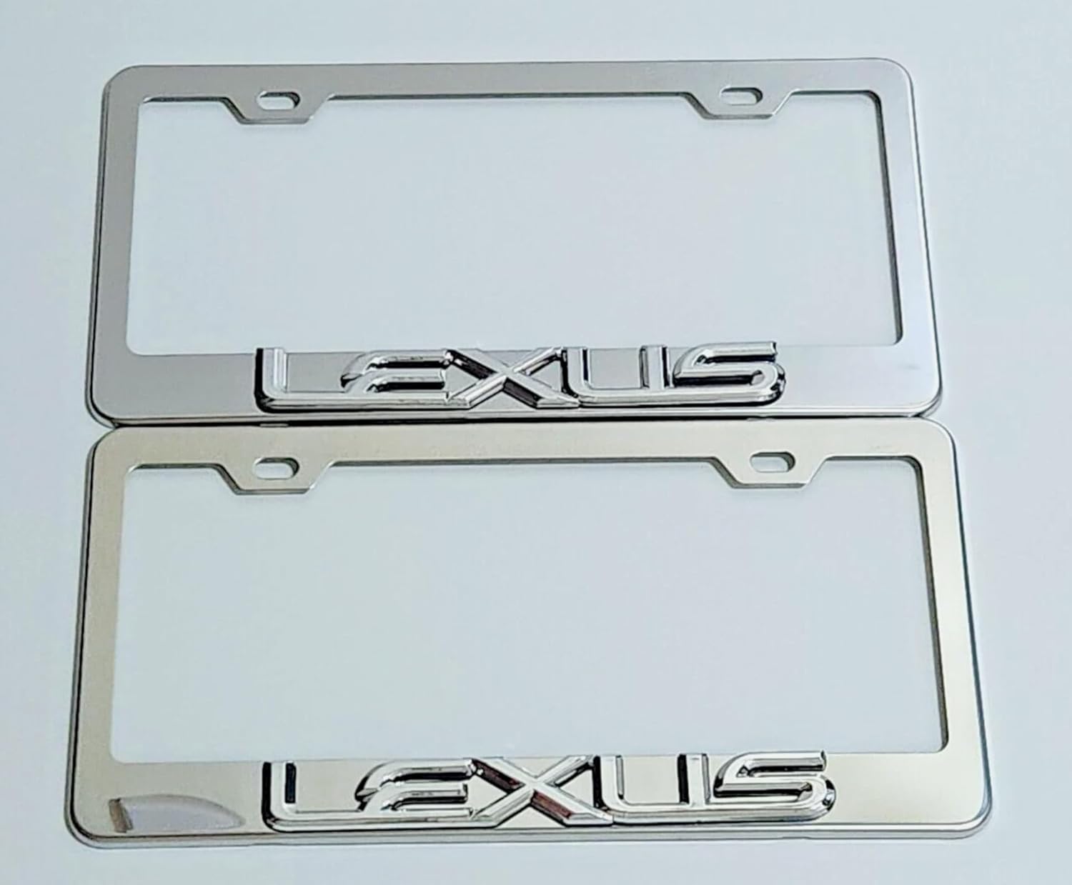 Raised 3D Chrome Emblem Mirror Stainless Steel License Plate Tag Frame Cover Rust Proof Bolts Caps fits Lexus