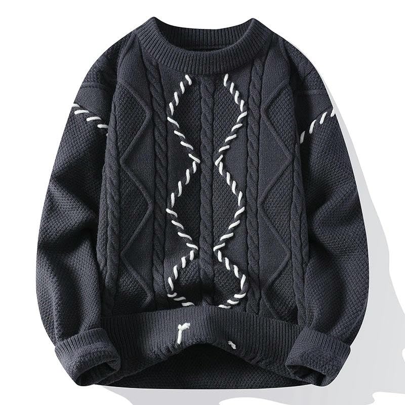 Suéter de punto trenzado para hombre estilo casual holgado de invierno y otoño 4