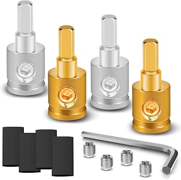 SUNMORN 0 Gauge Terminals, 0 Gauge Wire Connector 0 Gauge to 4 Gauge Reducer, 4 PCS Heat Shrink Tubes 4 PCS Connectors 4 PCS Extra Srews,1 PCS Hexagon Tool, Car Audio Battery Amp Wire Connectors