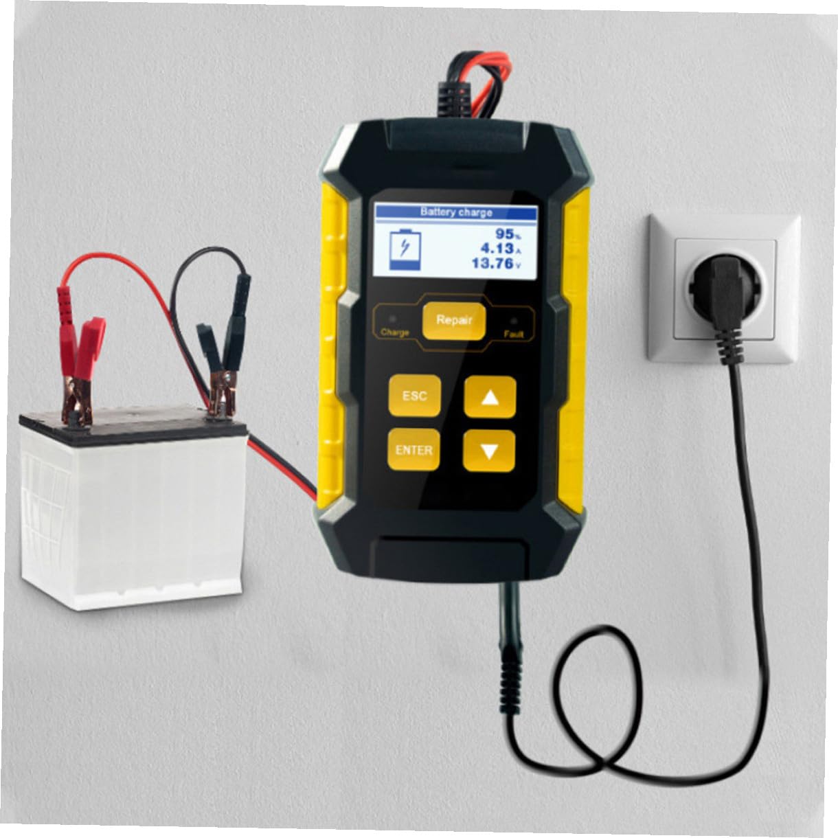 Testeur de Batterie Voiture 12v Jaune Lecture Rapide, Technologie de Test