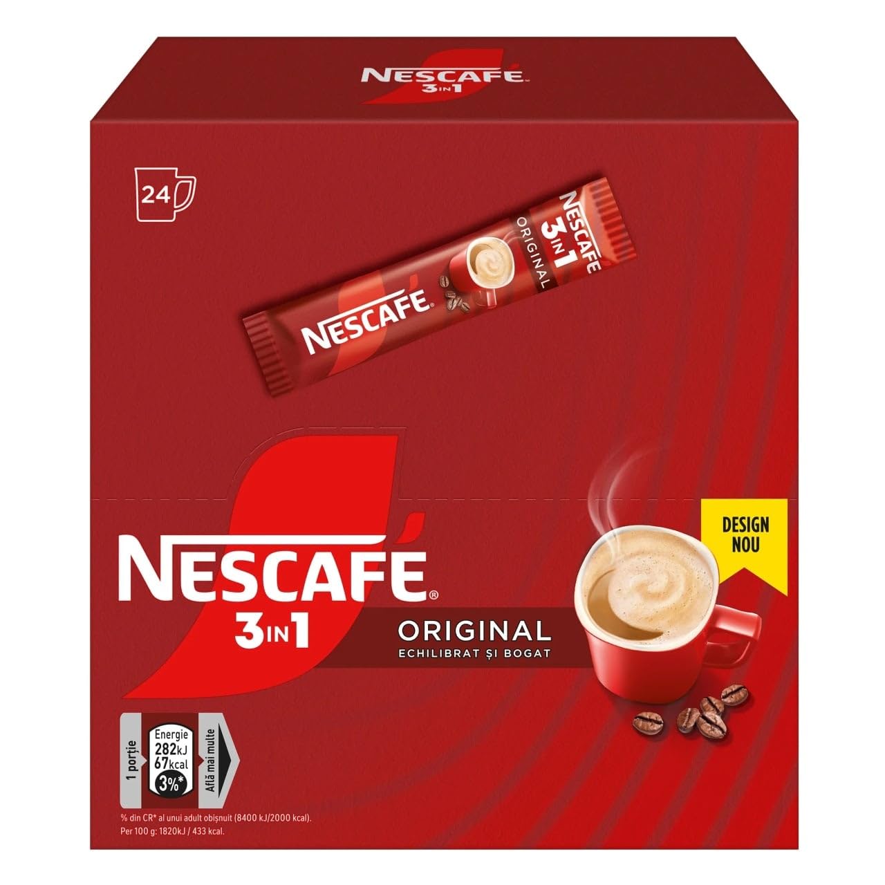 NESCAFÉ 3 in 1 Original, Caffè Solubile Istantaneo, Miscela Equilibrata e Ricca, 24 Bustine Monodose